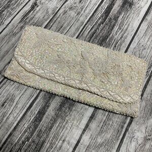 Vintage Rimco of California Beaded Satin Clutch Good Condition Minor Water Damag